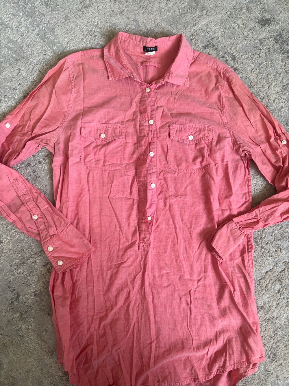 J. Crew Men's Coral-Pink Long-Sleeve Button-Down Shirt